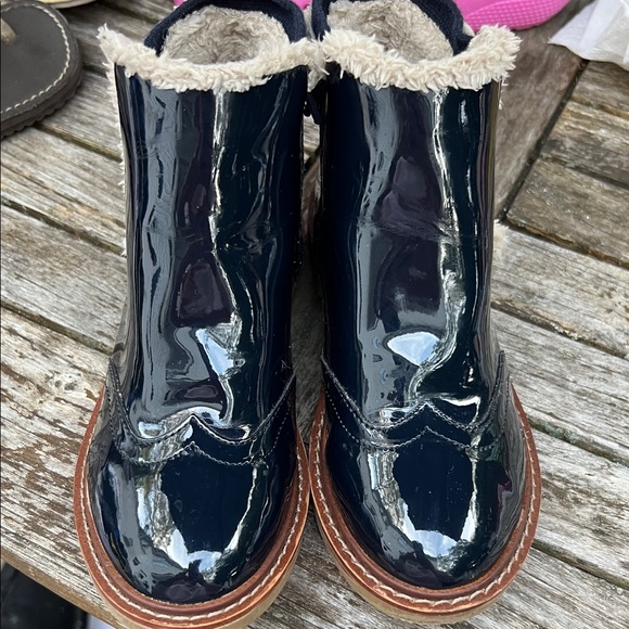 Zara Other - Zara Glossy Navy Kids Boots with Tan Sole